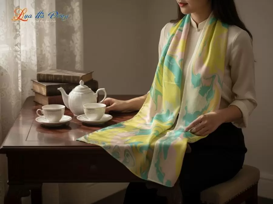 Khăn Lụa Tơ Tằm Thủy Ấn