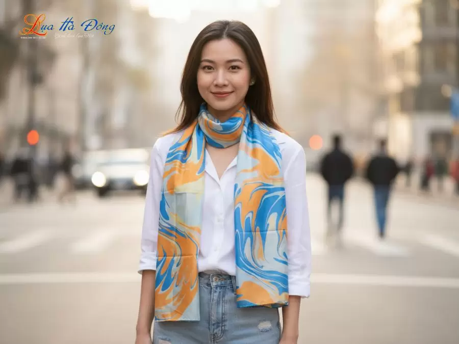 Khăn Lụa Tơ Tằm Thủy Ấn