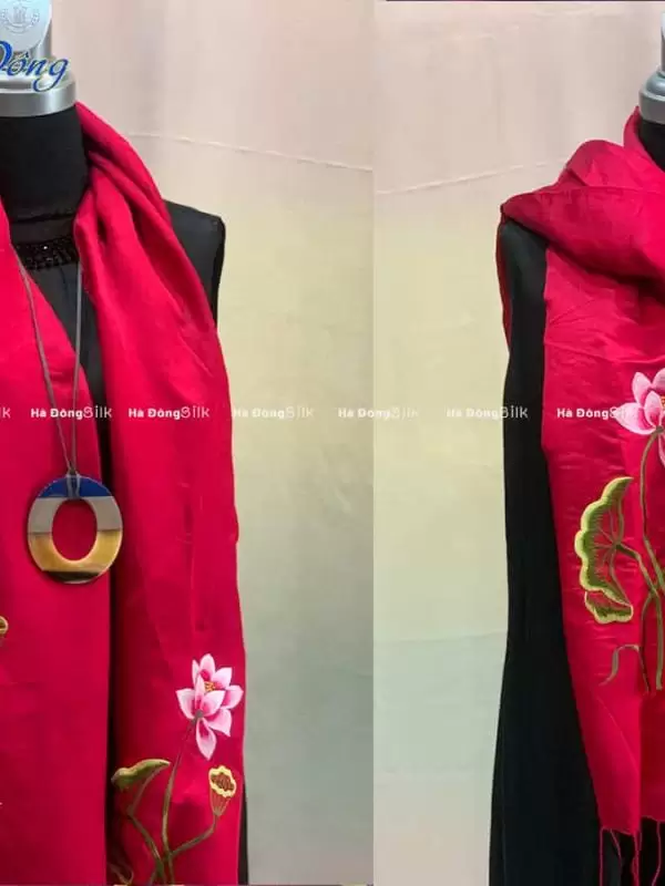 Alternative view of Khăn choàng cổ lụa Thêu Sen MNV-KLTA4080-7 - Quà tặng đối tác ý nghĩa