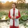 Khăn lụa tơ tằm vẽ tay hoa tua rua 100% silk