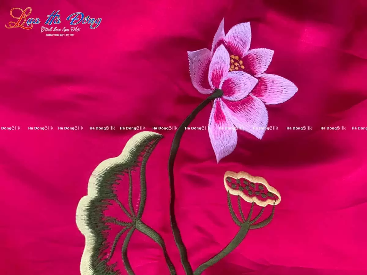 Khăn choàng cổ lụa Thêu Sen MNV-KLTA4080-7 - Quà tặng đối tác ý nghĩa - Ảnh 3