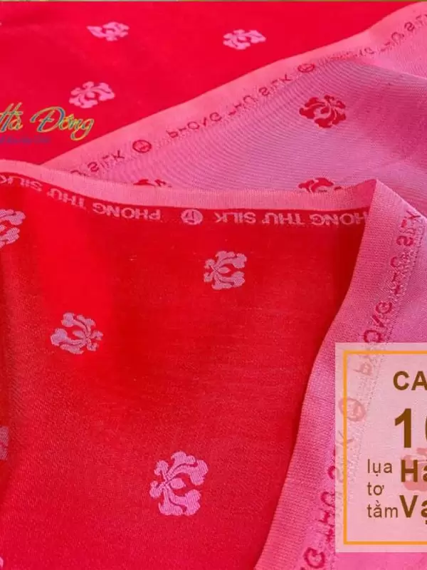 Vải Lụa Hà Đông Hồng Hồng Hoa Sen (Áo 3.7m + Quần 2.3m) MNV-SHSN318
