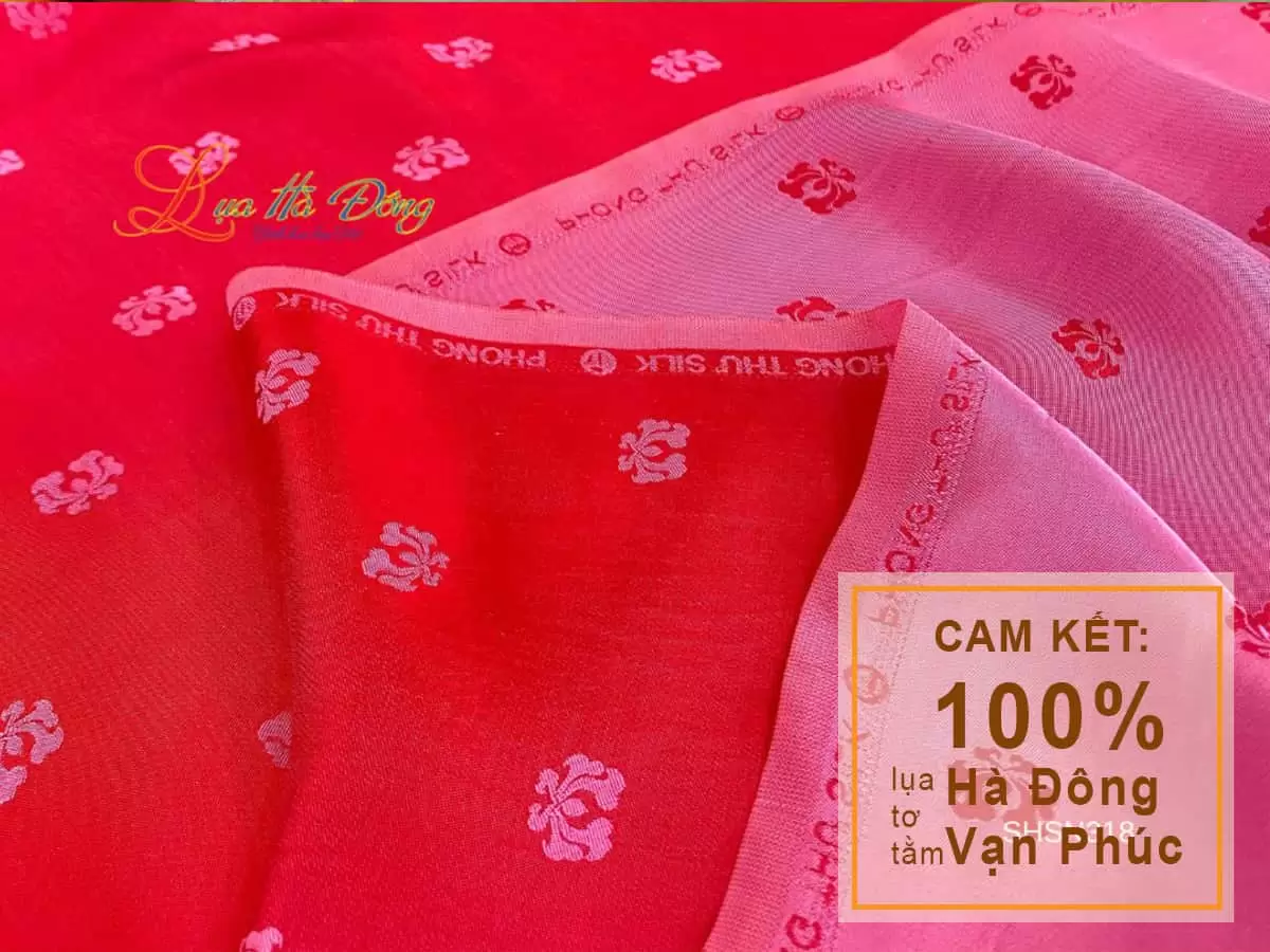 Vải Lụa Hà Đông Hồng Hồng Hoa Sen (Áo 3.7m + Quần 2.3m) MNV-SHSN318