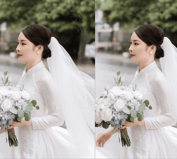 Vải Áo Cưới Lụa Hà Đông Hoa Cúc Trắng 70% tơ tằm MNV-LHD17