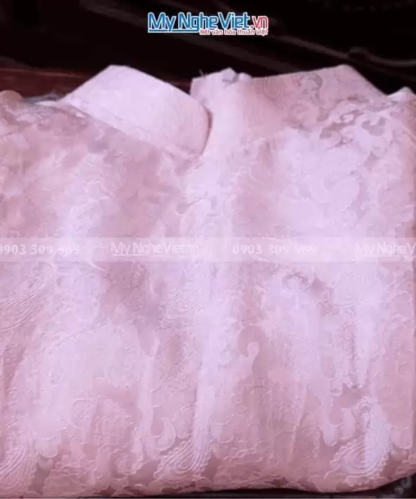 Alternative view of Vải Áo Dài Lụa Cô Dâu Hà Đông Hồng Họa Tiết Đuôi Công 70% tơ tằm