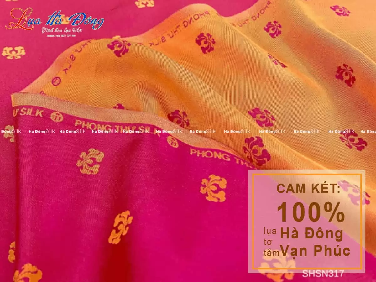 Vải Lụa Hà Đông Hồng Cam Sen (Áo 3.7m + Quần 2.3m) MNV-SHSN317
