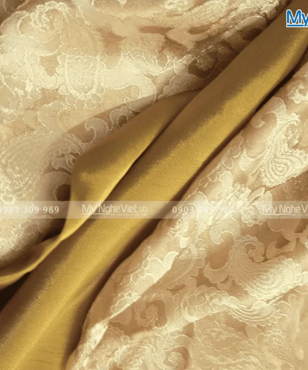 Vải Áo Dài Lụa Hà Đông Họa Tiết Đuôi Công 70% tơ tằm MNV-LNL122