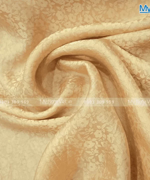 Vải Áo Dài Lụa Hà Đông Họa Tiết Hoa Mai Nhí Màu Kem 70% tơ tằm MNV-LNL127