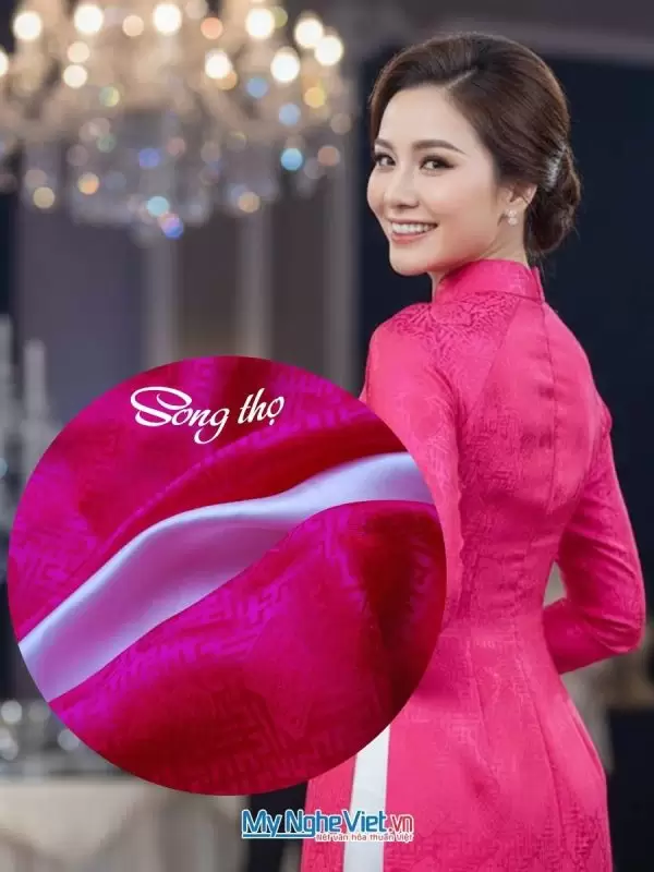Vải Áo Lụa Hà Đông Song Thọ Hồng Sen 3.7m MNV-LNL130-4
