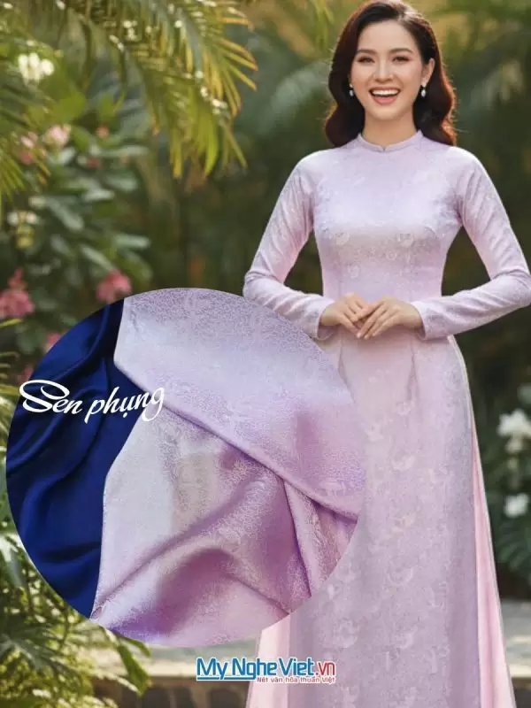 Vải Lụa Hà Đông Phượng Sen Tím Cà 3.7m MNV-LHD37/3