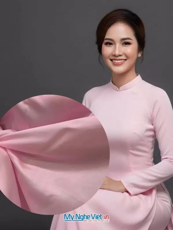 Vải lụa satin trơn hồng phấn 2.3m khổ 90 MNV-LNL6/1