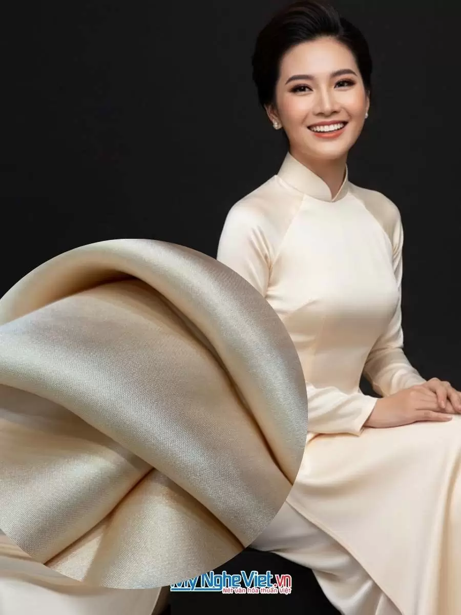 Vải lụa satin trơn ngọc trai 2.3m khổ 90cm