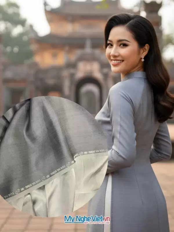 Vải lụa satin trơn xám 2.3m khổ 90cm