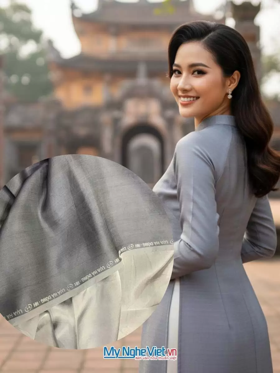 Vải lụa satin trơn xám 2.3m khổ 90cm