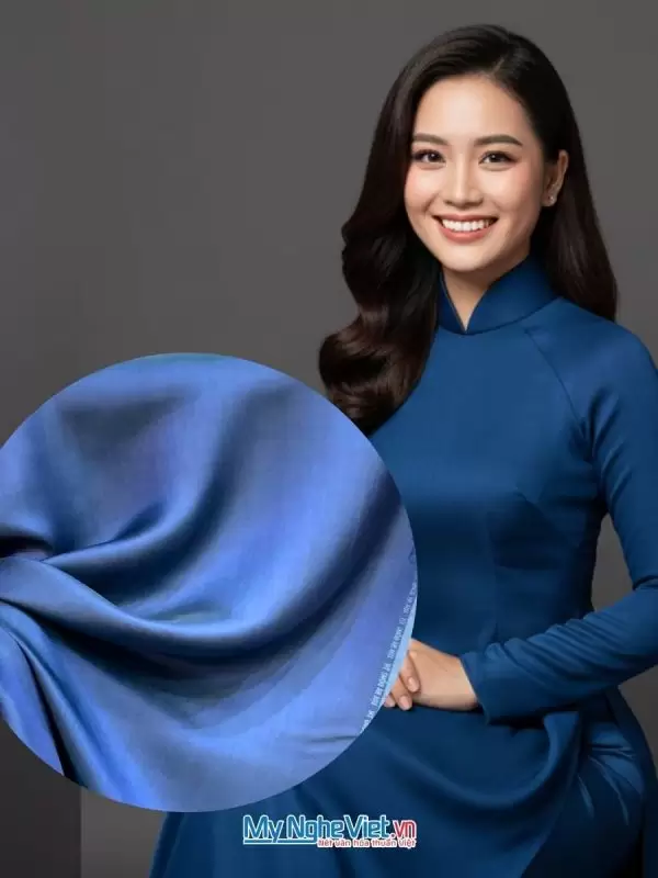 Vải lụa satin trơn xanh tím than 2.3m khổ 90cm