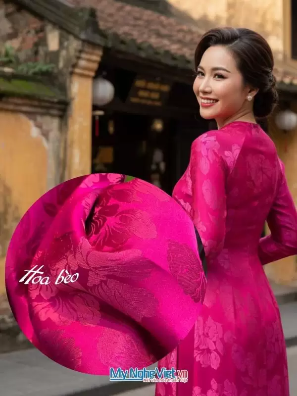 Vải Lụa HĐ hoa bèo hồng 1m2 2m7 MNV-LNL27/3