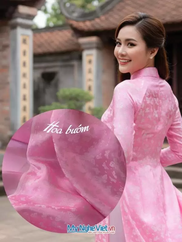 Vải lụa HĐ bươm bướm hồng phấn 3.7m MNV-LHD40
