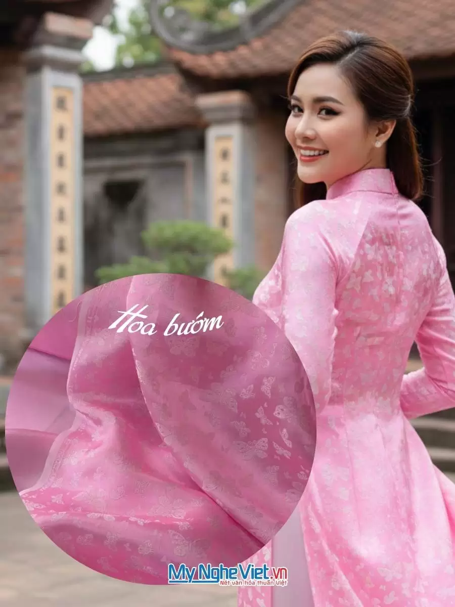Vải lụa HĐ bươm bướm hồng phấn 3.7m MNV-LHD40