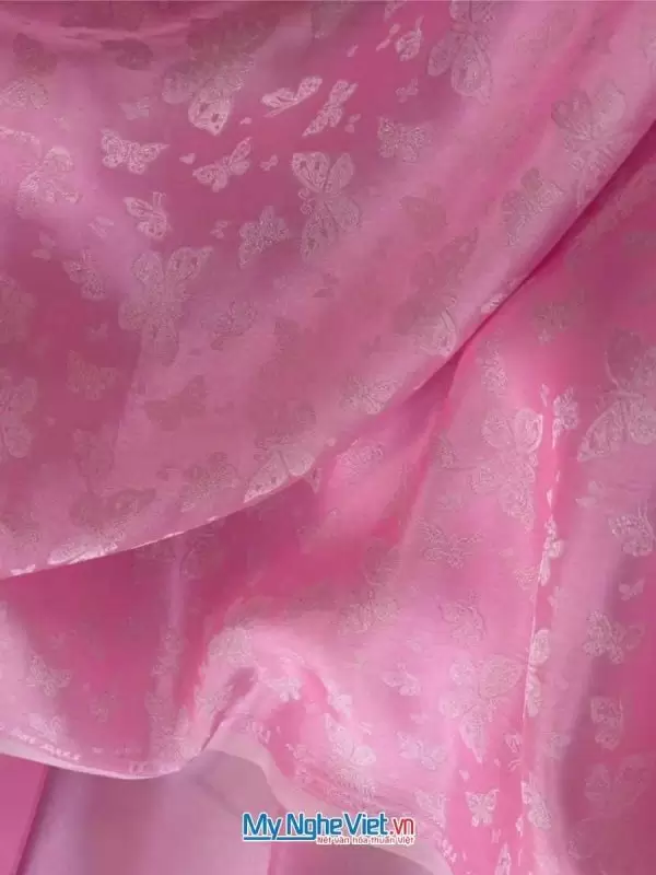 Alternative view of Vải lụa HĐ bươm bướm hồng phấn 3.7m MNV-LHD40