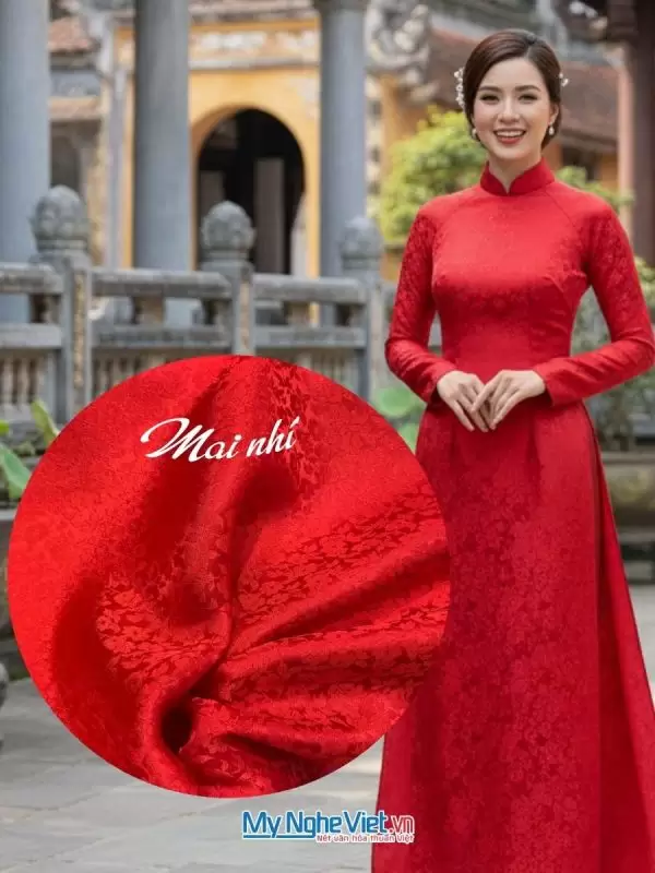 Lụa Mai nhí 1m Đỏ tươi MNV-LHD99-3S