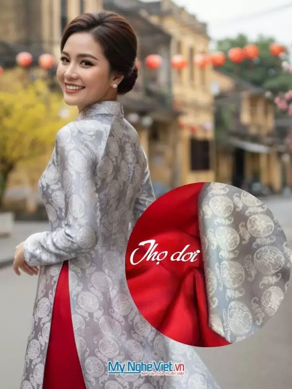 Vải Lụa Thọ Dơi Tròn Xám Ghi LHD33-7