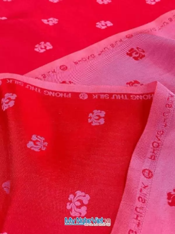 Alternative view of Vải Lụa Hà Đông Hồng Cam Sen (Áo 3.7m) MNV-SHSN317