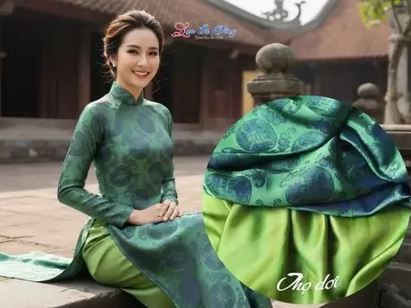 Vải Lụa thọ dơi xanh rêu 1m khổ 1.2m LNL121-2