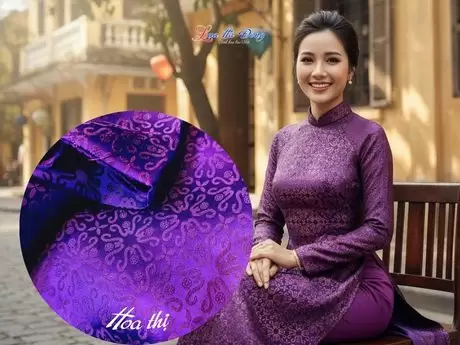Vải Áo Lụa Hà Đông Hoa Thị Tím 3.7m MNV-LNL130-7