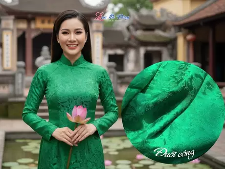 Lụa Đuôi Công Xanh lá 3.7m MNV-LNL09