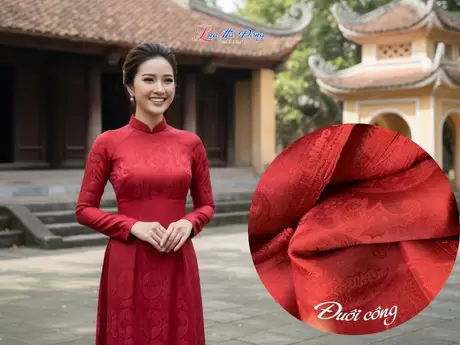 Vải lụa Hà Đông đỏ đô Thọ Dơi khổ 1m2 x 2m7 MNV-LNL2204/10