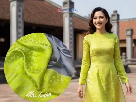 Lụa áo dài Hà Đông bươm bướm xanh cốm 3.7m MNV-LHD41