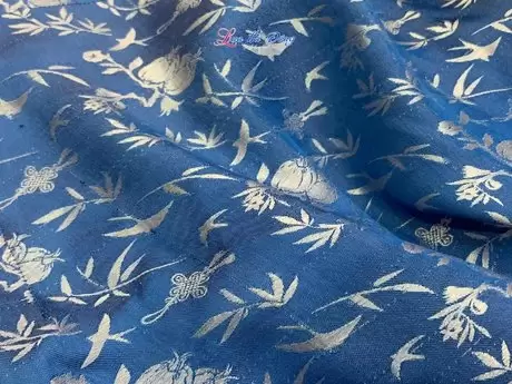 Alternative view of Vải lụa HĐ lựu trúc tơ tằm se không phai xanh 3.7m LNL37/2