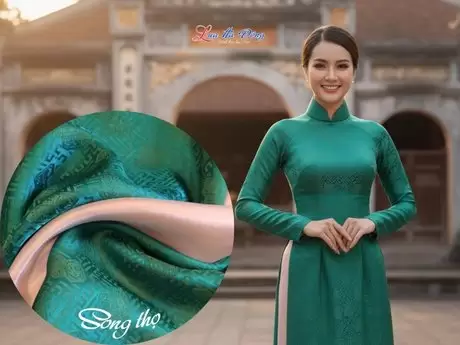 Vải Áo Lụa Hà Đông Song Thọ xanh 3.7m MNV-LNL130-3