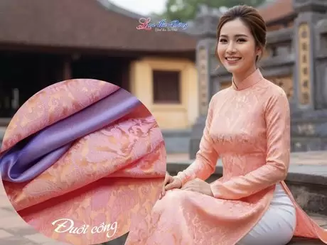 Vải Lụa Hà Đông Đuôi Công Cam Sen 3.7m MNV-LHD37