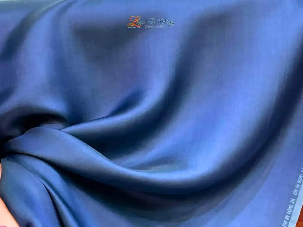 Vải lụa satin trơn xanh tím than 2.3m khổ 90cm