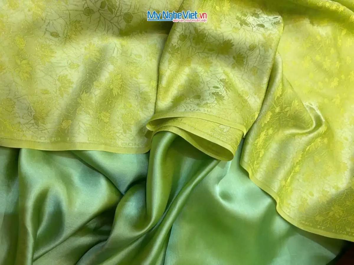 Vải Lụa Hà Đông Sen Dây Xanh Cốm MNV-LHD37/9 - Ảnh 2