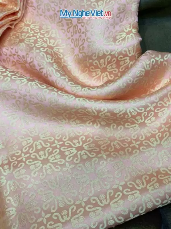 Alternative view of Vải áo Lụa Họa Tiết Hoa thị màu cam trà 3.7m MNV-LNL30