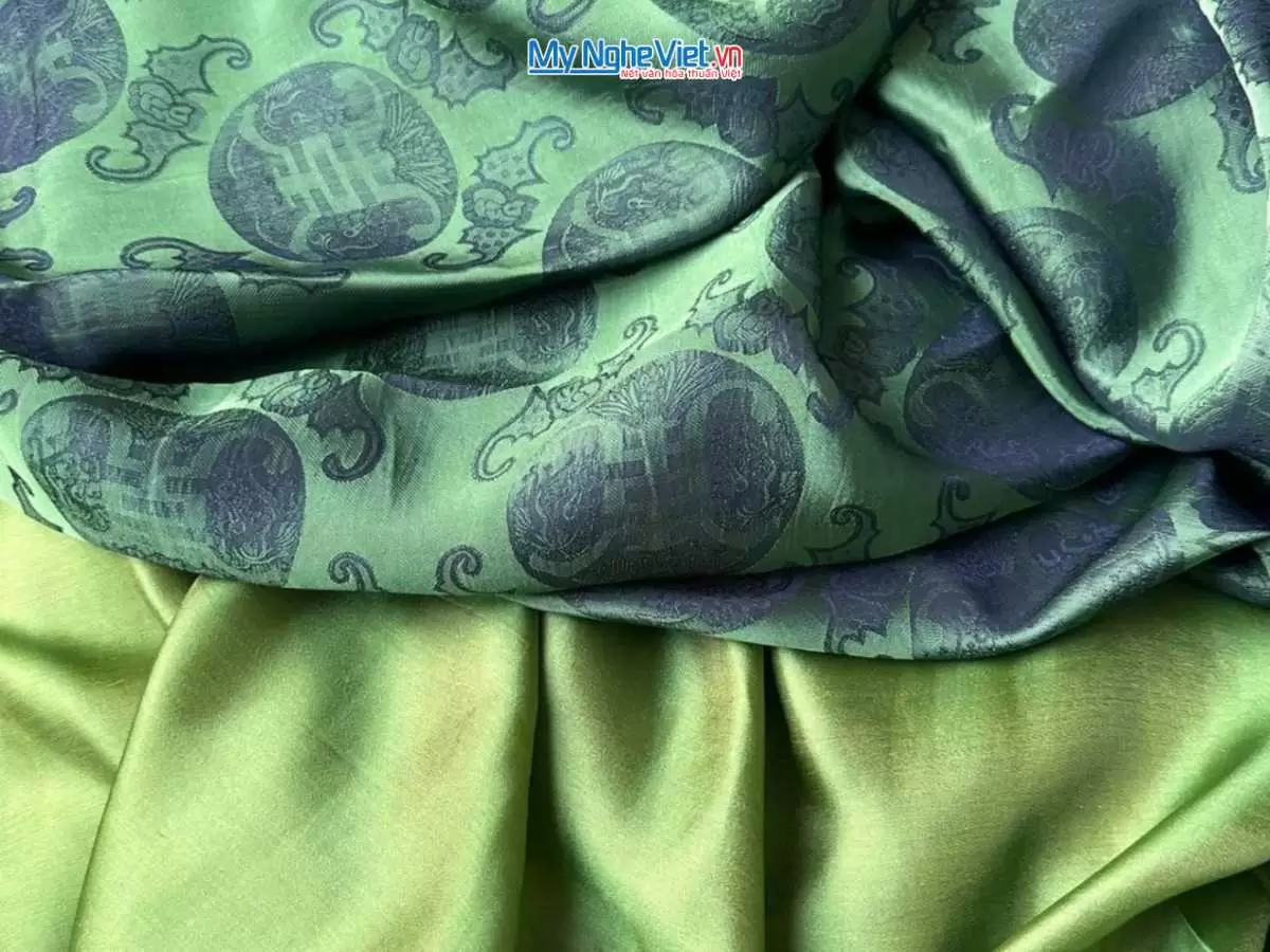 Vải Lụa thọ dơi xanh rêu 1m khổ 1.2m LNL121-2 - Ảnh 2