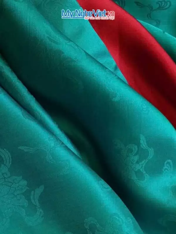 Alternative view of Vải lụa Hà Đông Sen Tiên xanh cổ vịt khổ 1m2 x 2.7m MNV-LNL122-10