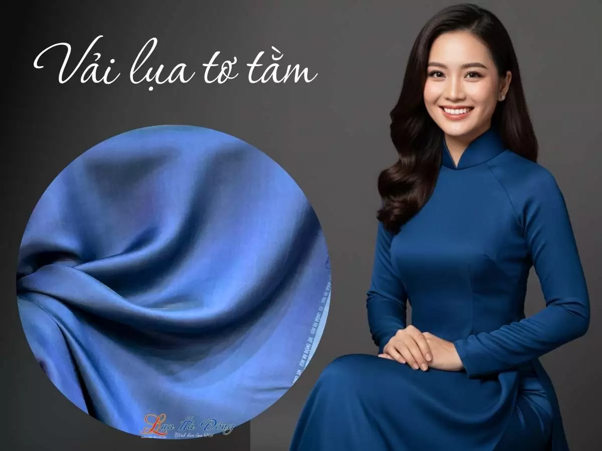 Vải lụa satin trơn xanh tím than 2.3m khổ 90cm - Ảnh 2
