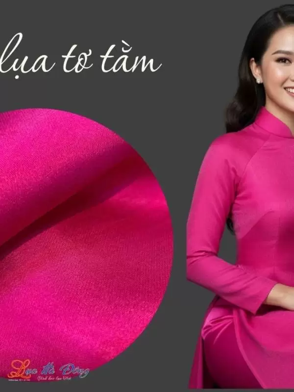 Alternative view of Vải lụa satin trơn hồng sen 6m khổ 90 MNV-LTA6/3