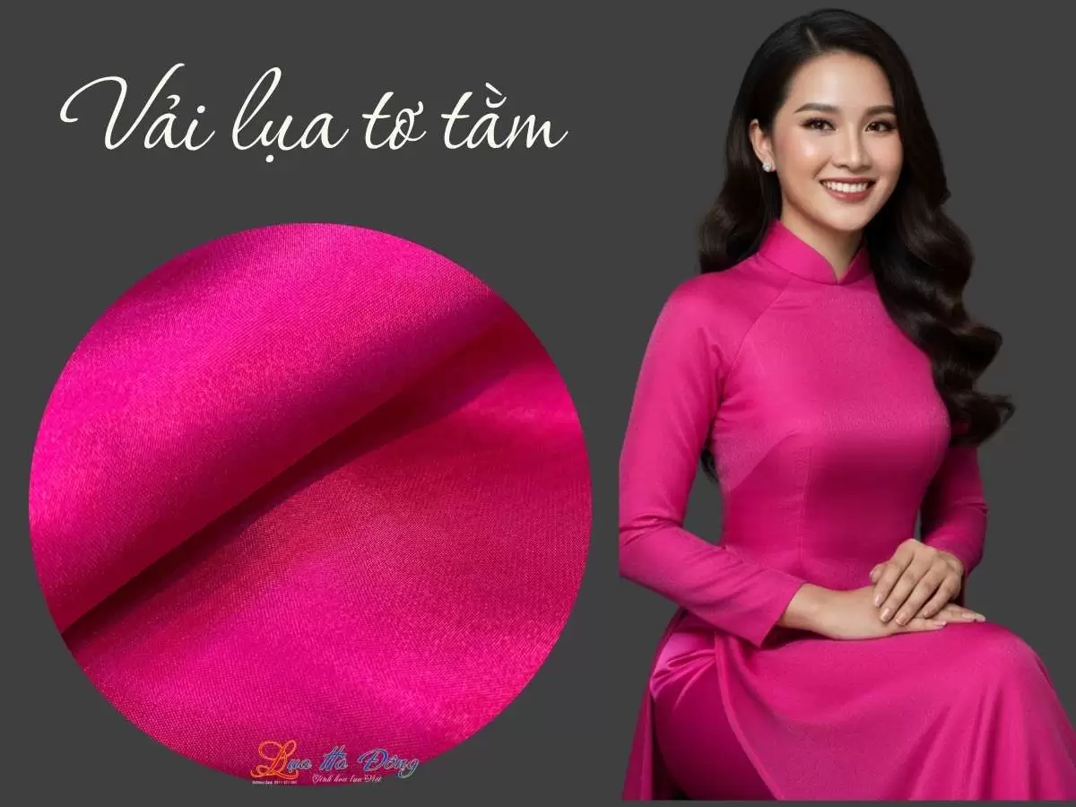 Vải lụa satin trơn hồng sen 6m khổ 90 MNV-LTA6/3 - Ảnh 2