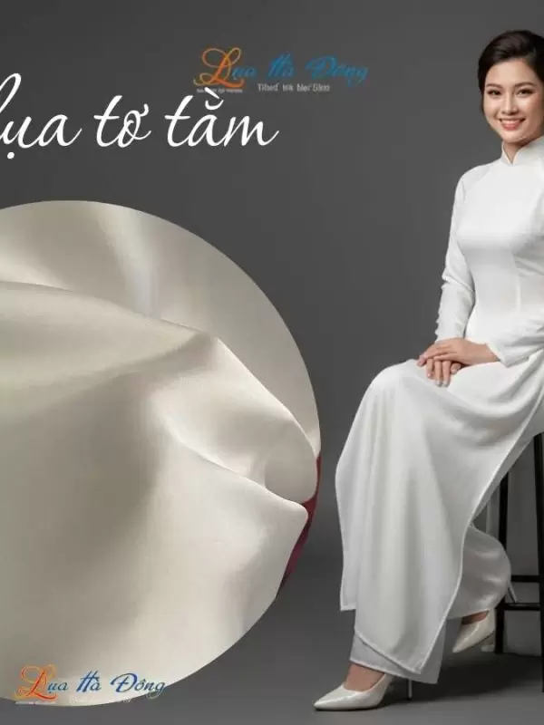Alternative view of Vải lụa satin trơn màu trắng phấn 2.3m khổ 90