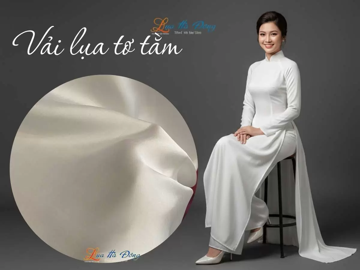 Vải lụa satin trơn màu trắng phấn 2.3m khổ 90 - Ảnh 2