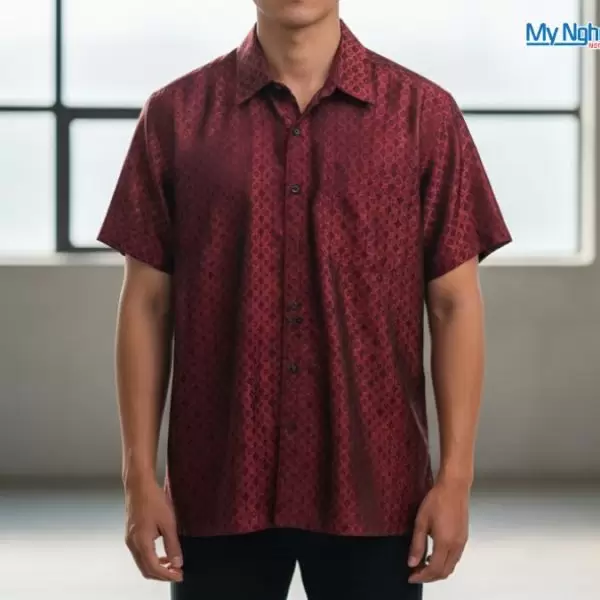 Áo Sơ Mi Nam Cọc Tay Màu Đỏ