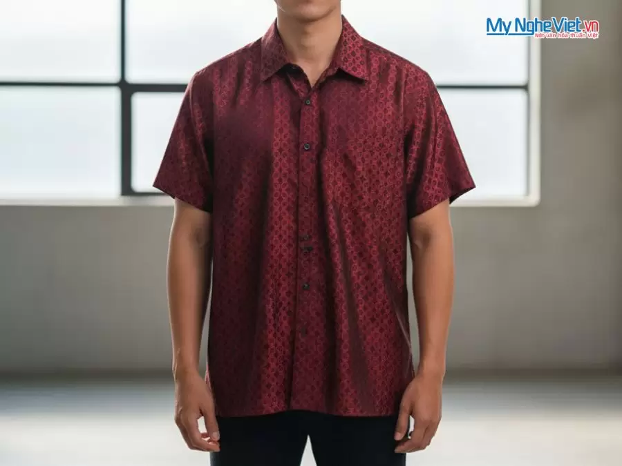 Áo Sơ Mi Nam Cọc Tay Màu Đỏ