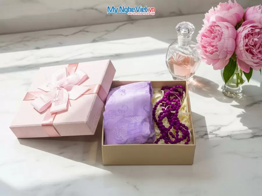 Bộ quà tặng băng đô lụa và vòng cổ lụa tơ tằm