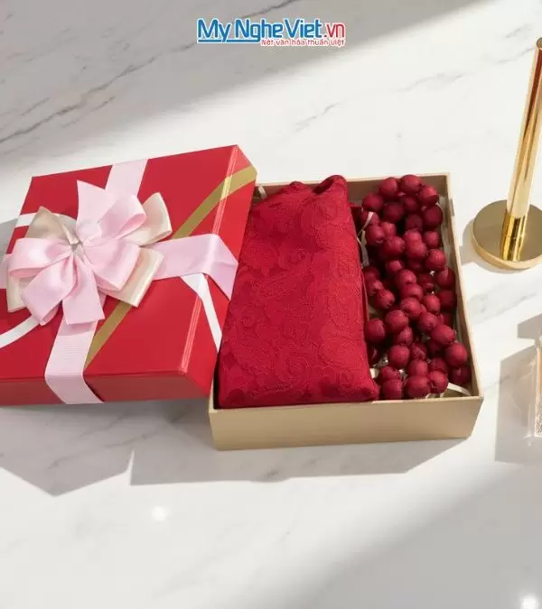 Bộ quà tặng băng đô lụa và vòng cổ lụa tơ tằm