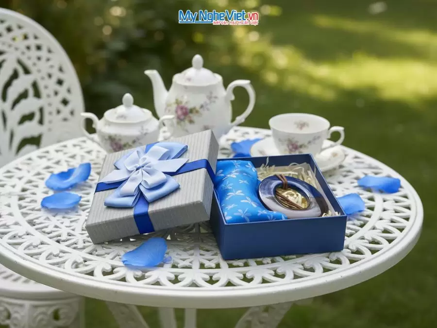 Bộ quà tặng băng đô lụa và mặt dây sơn