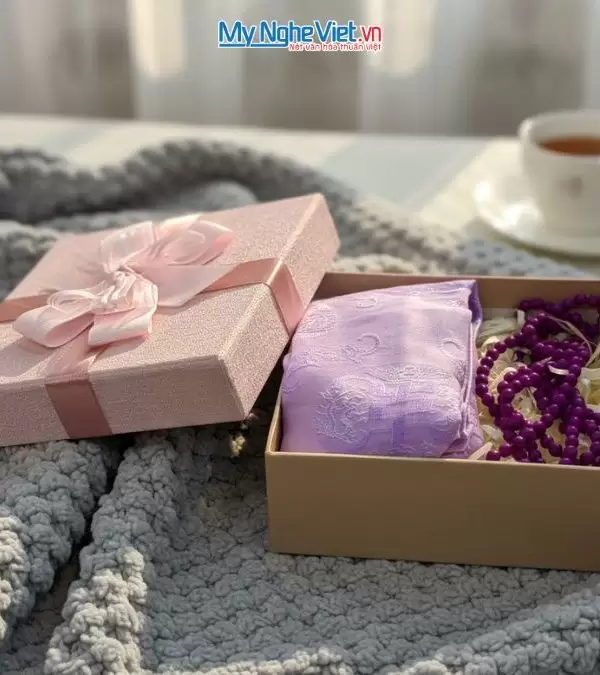 Bộ quà tặng băng đô lụa và vòng cổ lụa tơ tằm